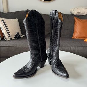 Idyllwind Women's Strut Western Boots - Snip Toe - Black crocodile - women’s 7
